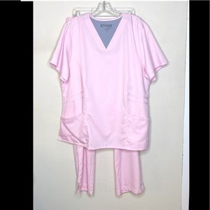 Greys Anatomy Pink Scrub Top & Bottom Set